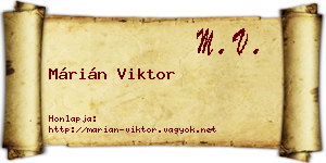 Márián Viktor névjegykártya